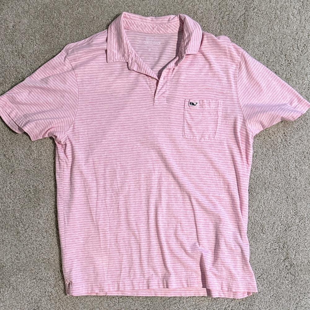 Vineyard Vines Men's Light Pink Polo Shirt